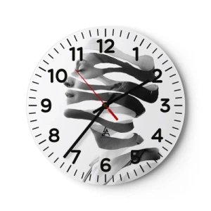 Wall clock - Clock on glass - Surrealistic Portrait - 30x30 cm