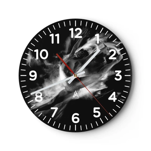 Wall clock - Clock on glass - Stopped i in Flight - 40x40 cm