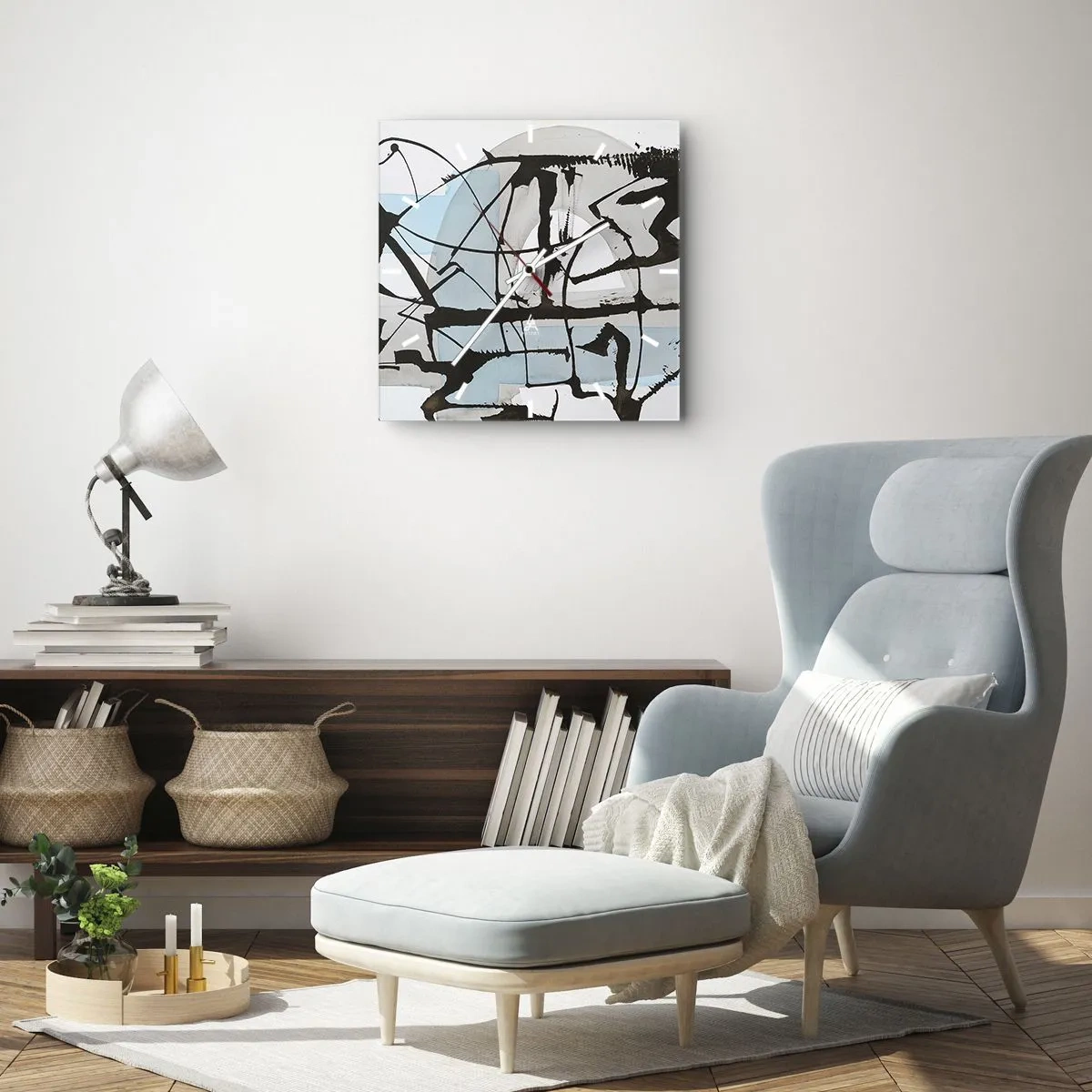 Wall clock - Clock on glass - After All Blue - 30x30 cm