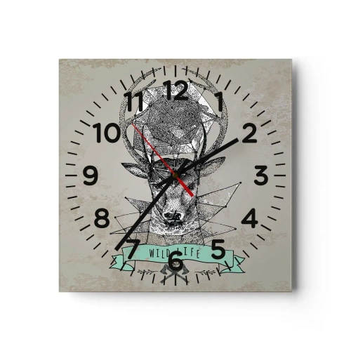 Wall clock - Clock on glass - Vision of St Hubert - 30x30 cm