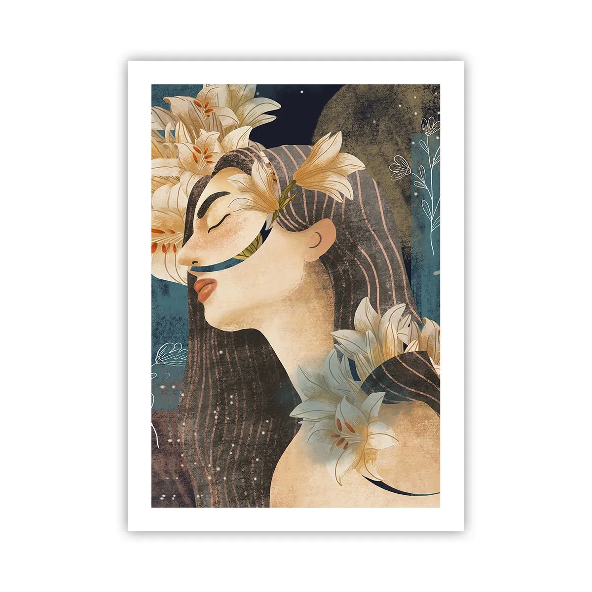 Poster - Tale of a Queen with Lillies - 50x70 cm