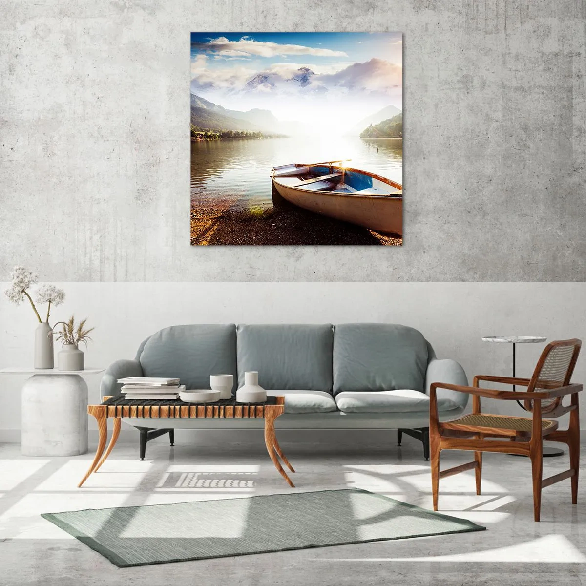 Glass picture - By the Great, Clear Waters - 50x50 cm