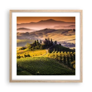 Poster in light oak frame - Arcadia - Tuscan Landscape - 50x50 cm