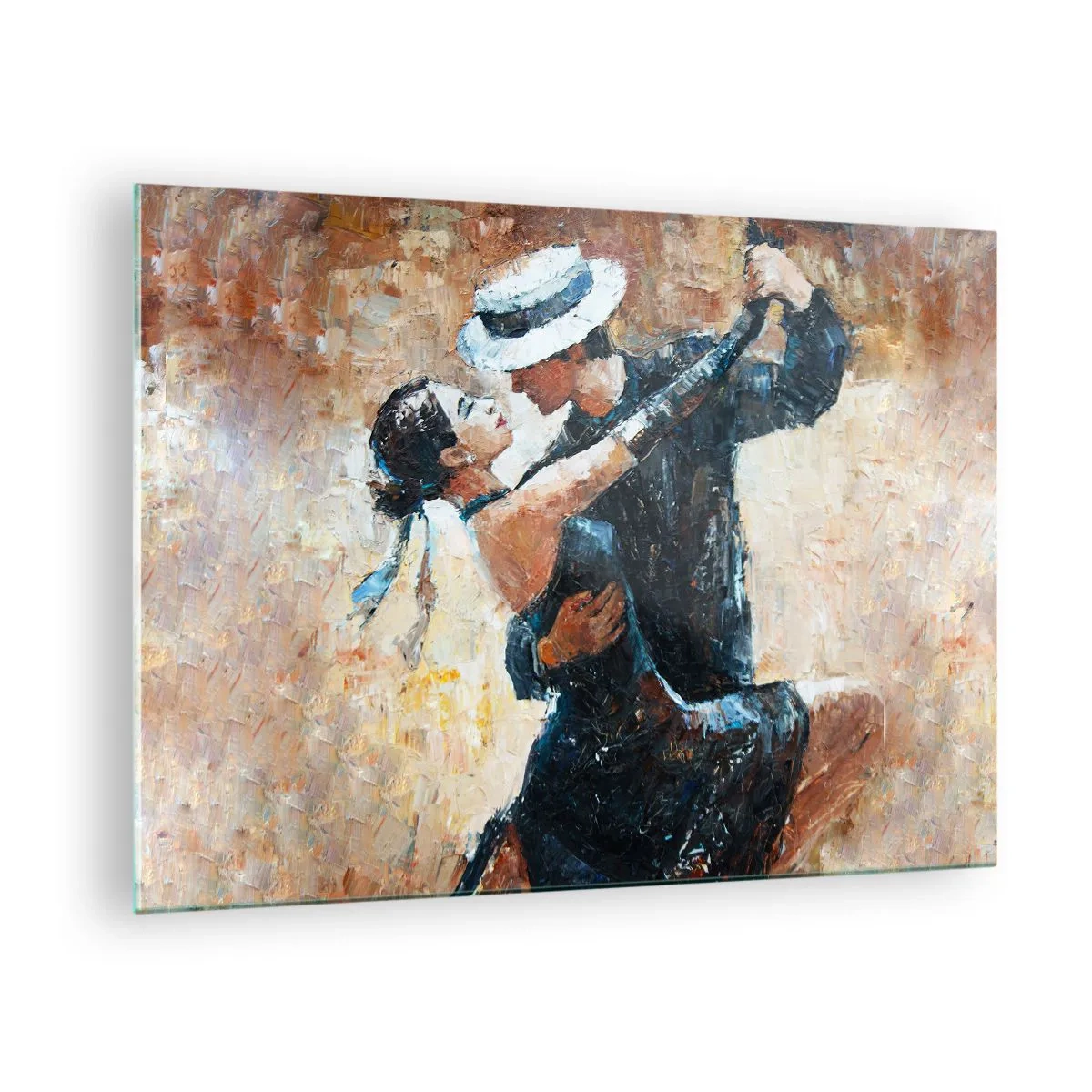 Glass picture - A couple dancing in an elegant style with a classic feel - 70x50cm - Rudolf Valentino Style - Modern wall decoration for the living room and bedroom ARTTOR