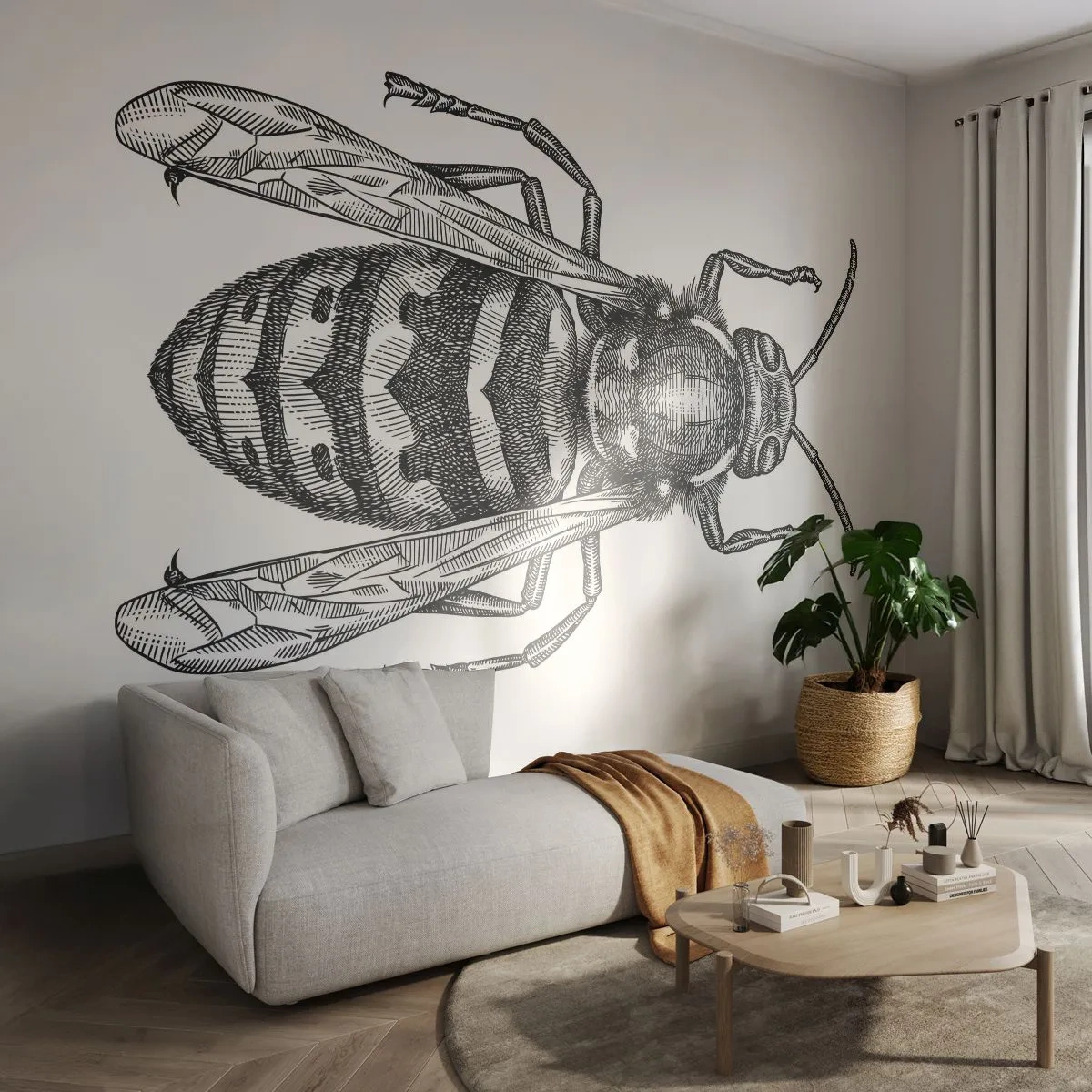 Custom Self-Adhesive Wallpaper Deluxe Sticker - From Insect Planet - Wasp, Insect, Minimalistic