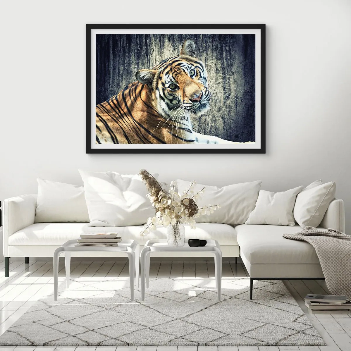 Poster in black frame - Portrait in Rays of Light - 40x30 cm