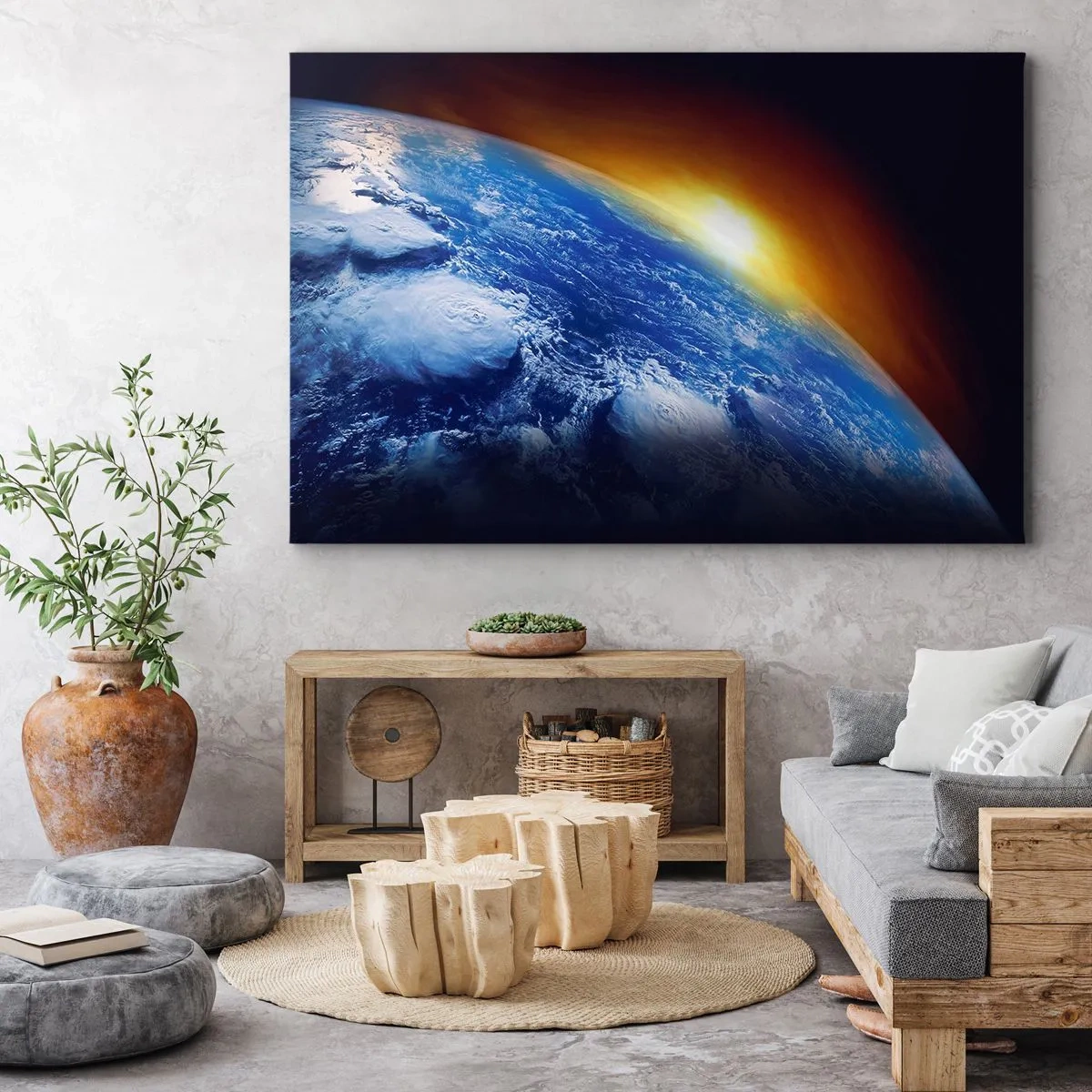 Canvas picture - Sunrise by the Blue Planet - 120x80 cm