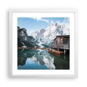 Poster in white frmae - Crystal, Mountain Morning - 40x40 cm