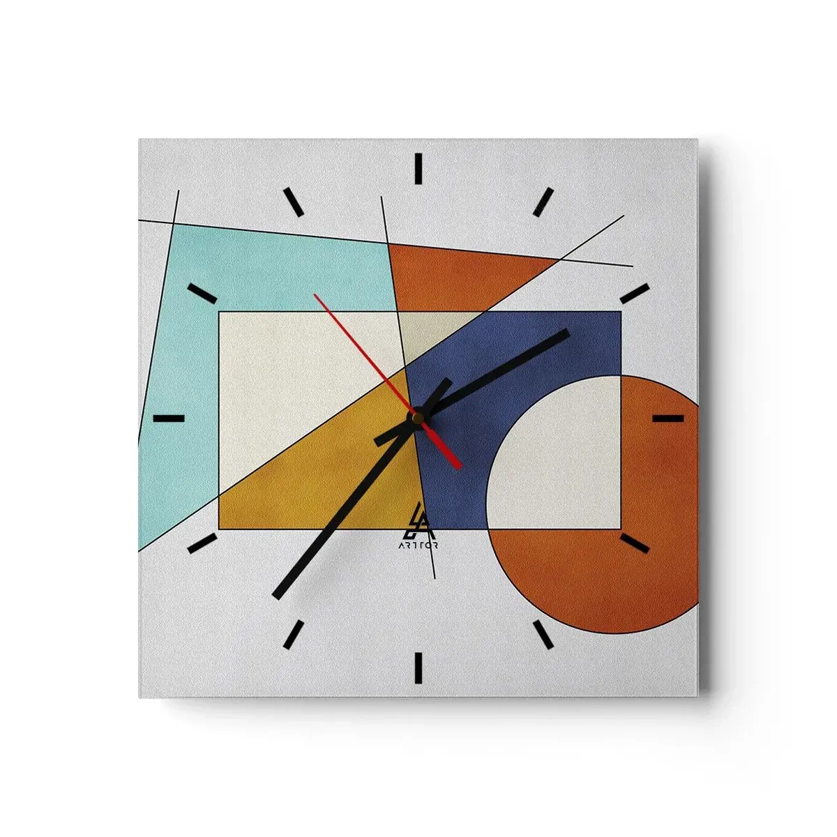Wall clock - Clock on glass - Abstract: Modernist Fun - 40x40 cm