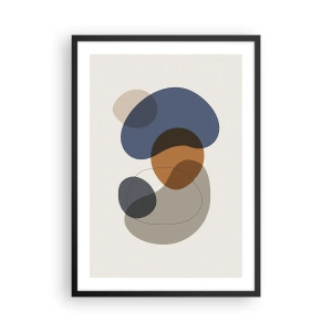 Poster in black frame - Abstract forms in shades of blue, brown and gray - 50x70cm - Drops of Colours - Modern wall decoration for the living room and bedroom ARTTOR