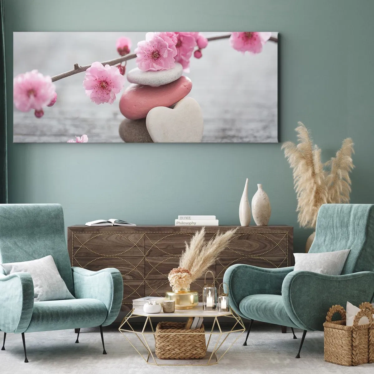 Canvas picture - Bliss with Cherry Blossom - 120x50 cm
