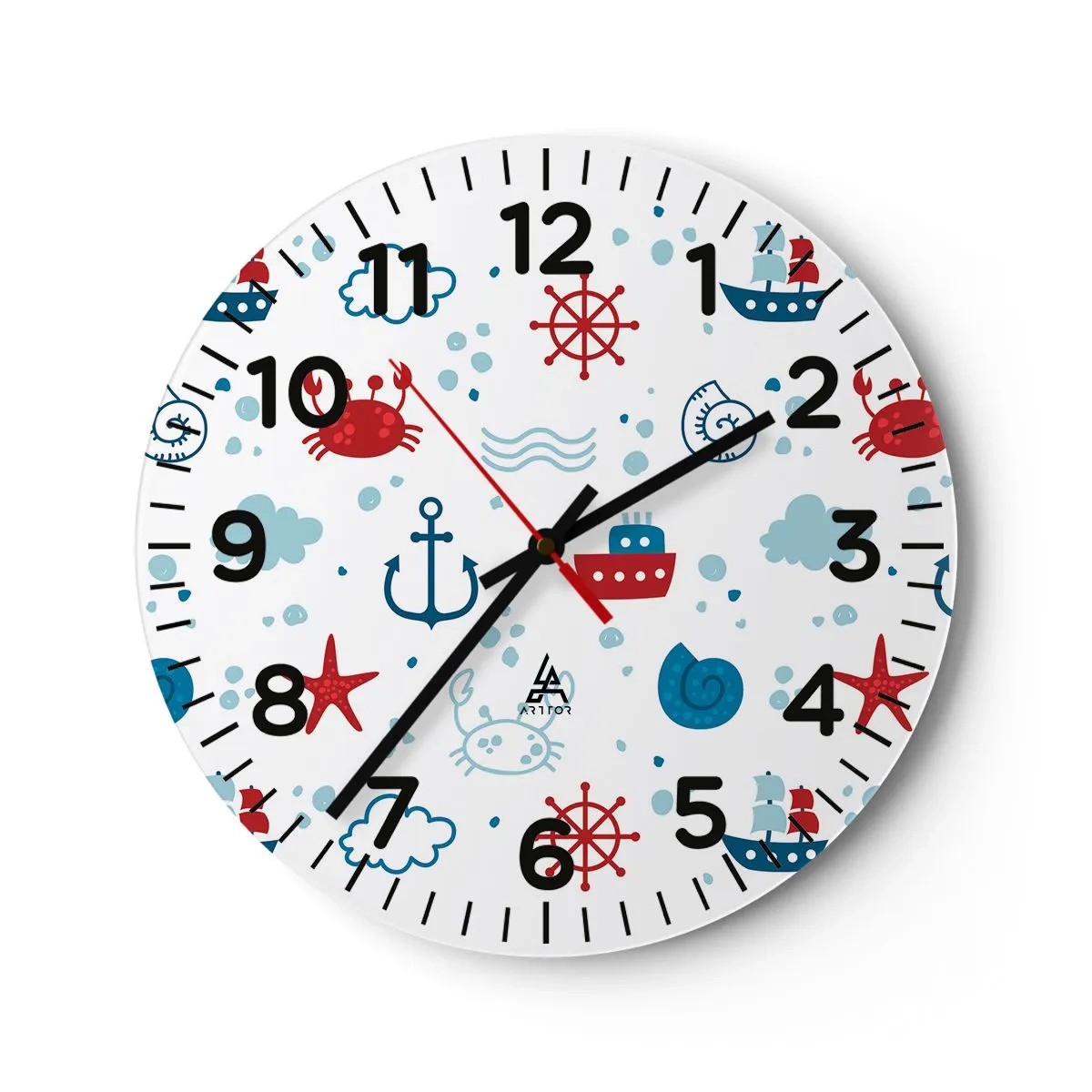 Wall clock - Clock on glass - Sea Tale - 40x40 cm