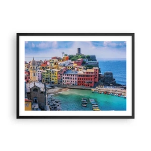 Poster in black frame - Magical Mediterranean Town - 70x50 cm