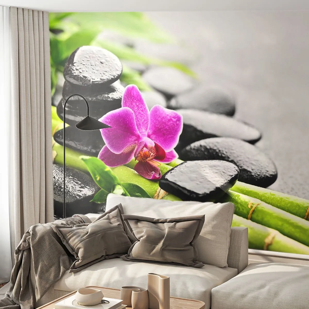 Photo Wallpaper Standard Eco - In a Peaceful Balance - Flowers, Orchid, Orchid - 200x140 cm