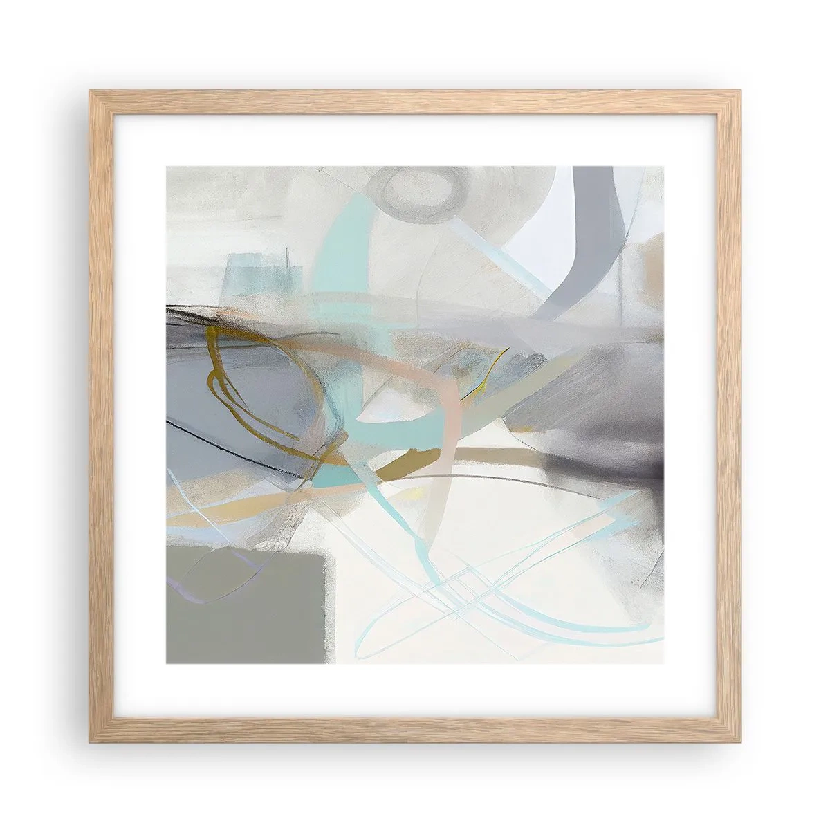 Poster in light oak frame - Foggy Abstract - 40x40 cm