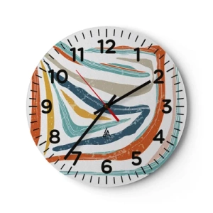 Wall clock - Clock on glass - Abstract with a Friendly Smile - 30x30 cm