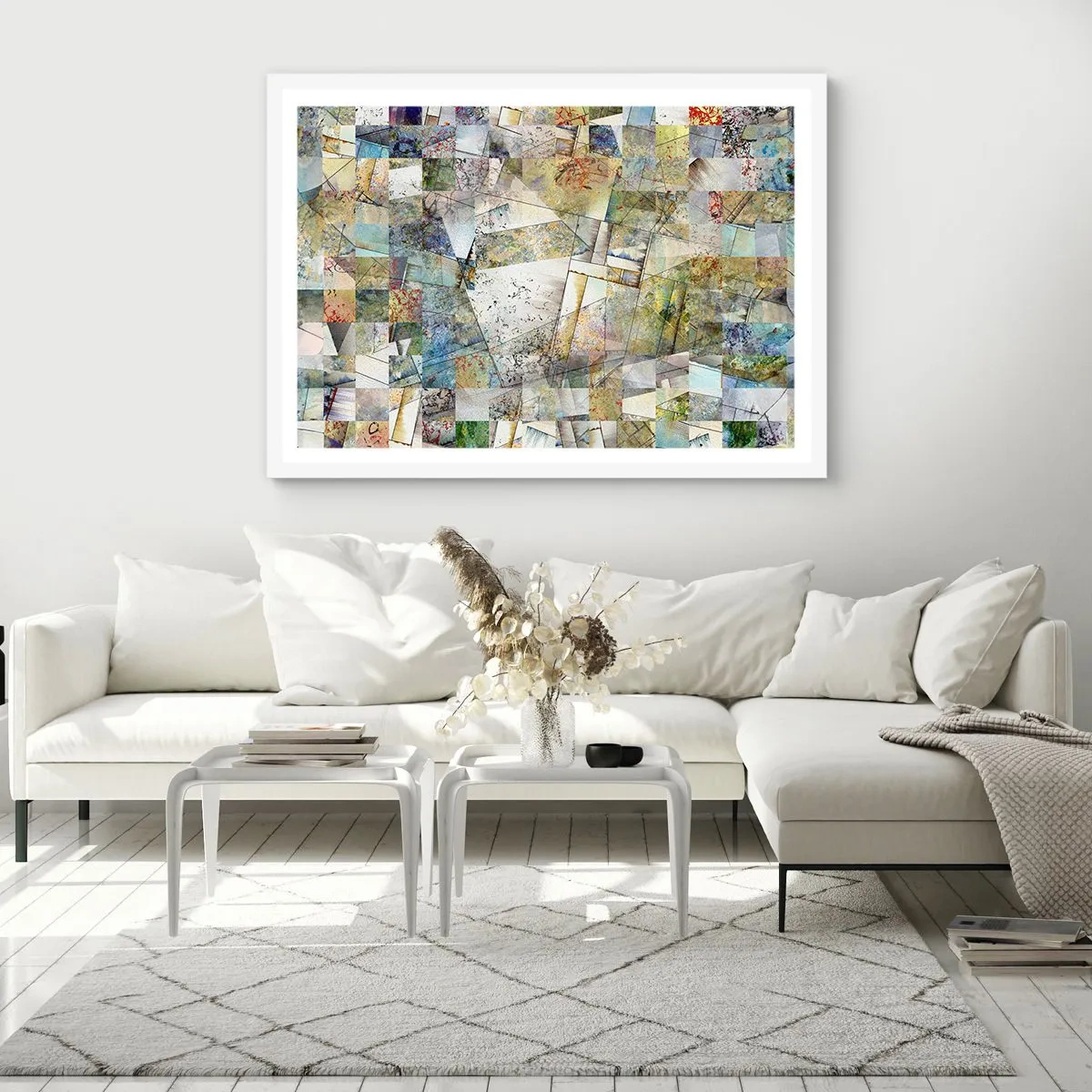 Poster in white frmae - Geometric Reshuffling - 91x61 cm