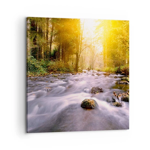 Canvas picture - Malachite in Silver and Gold Setting - 60x60 cm