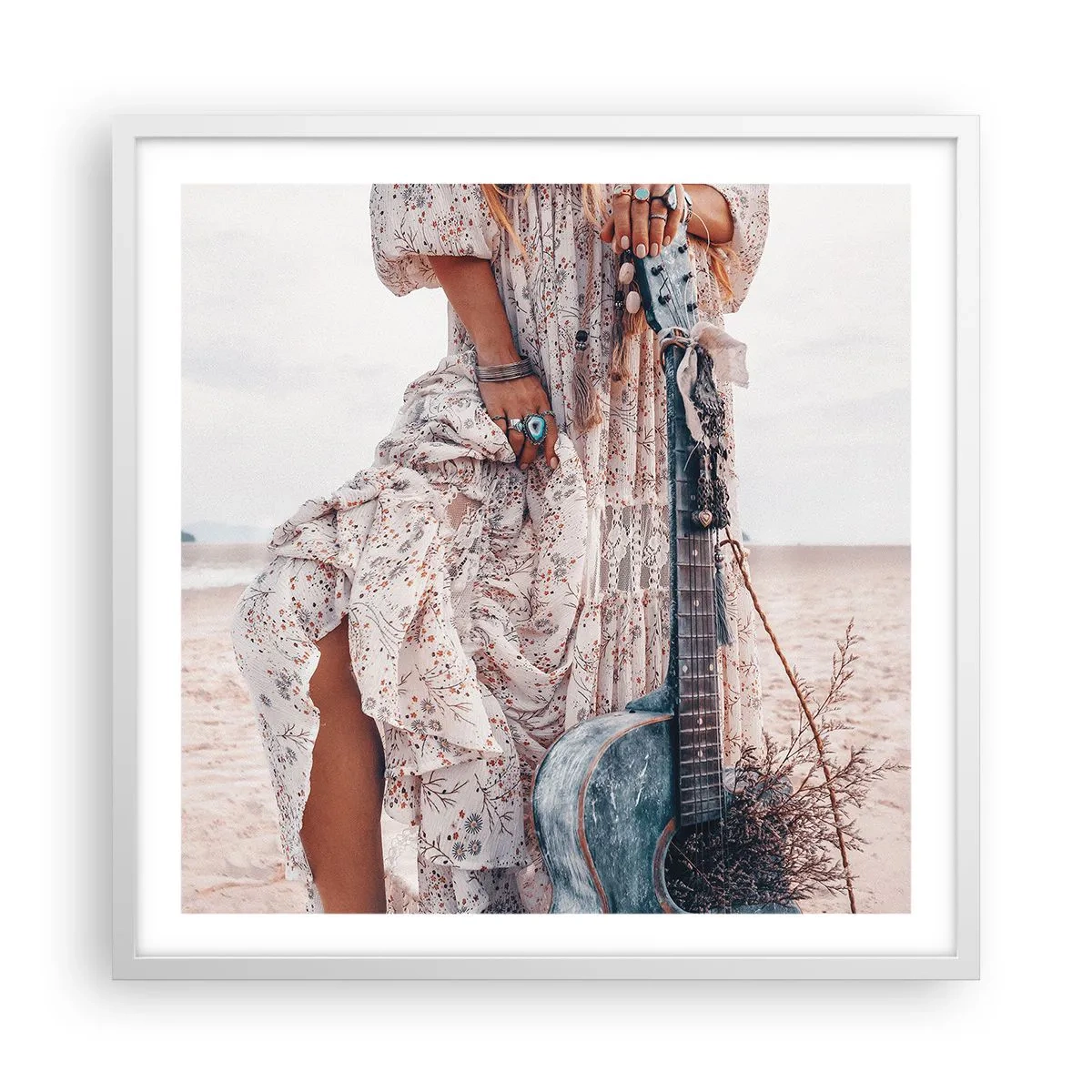 Poster in white frmae - Flower Chidlren on their Way - 60x60 cm