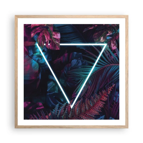 Poster in light oak frame - Disco Style Garden - 60x60 cm
