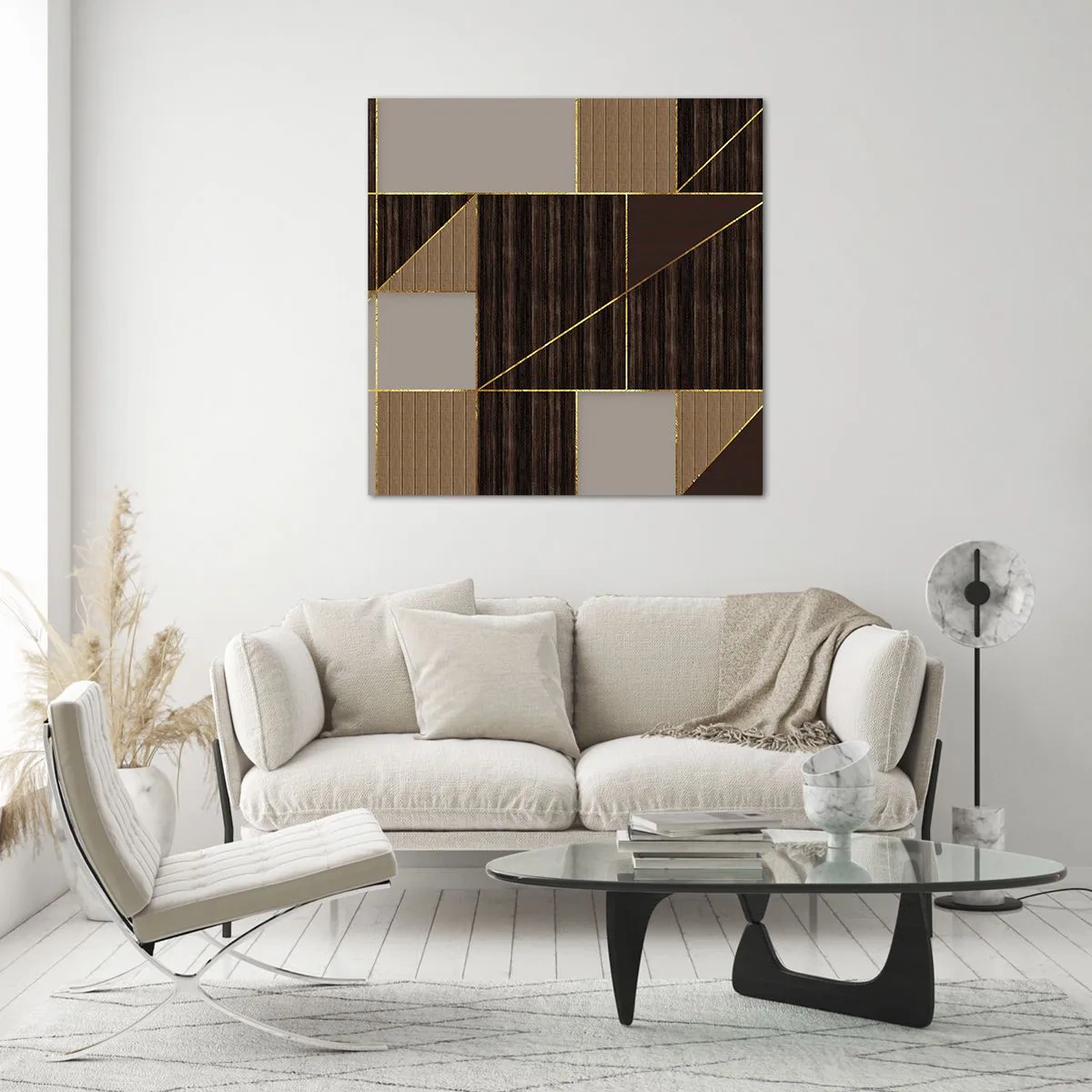 Glass picture - Mosaic of Brown and Gold - 30x30 cm