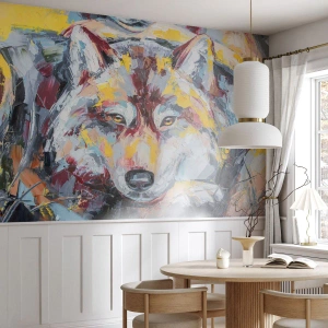 Photo Wallpaper Premium Canvas - Wolf Eyes - Abstraction, Wolf, Painting - 200x140 cm