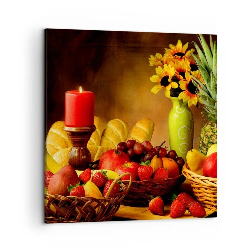 Canvas picture - Still Nature with Bread and Fruit - 50x50 cm