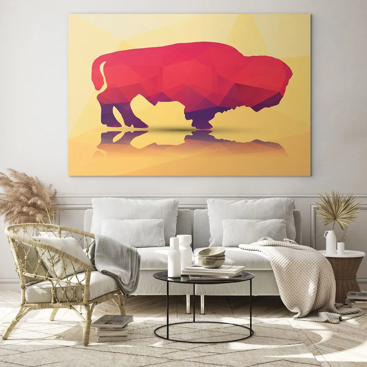 Glass picture - Amarantine Power of a Bison - 120x80 cm