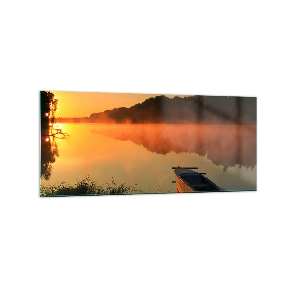 Glass picture - Sunrise by a Mirror-like Water - 120x50 cm