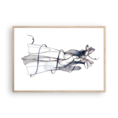 Poster in light oak frame - Study of Touch - 100x70 cm