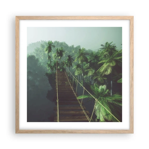 Poster in light oak frame - Hanging Bridge in the Green - 50x50 cm