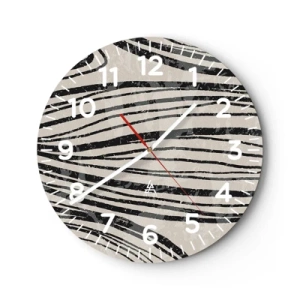 Wall clock - Clock on glass - Spillover of Lines - 40x40 cm