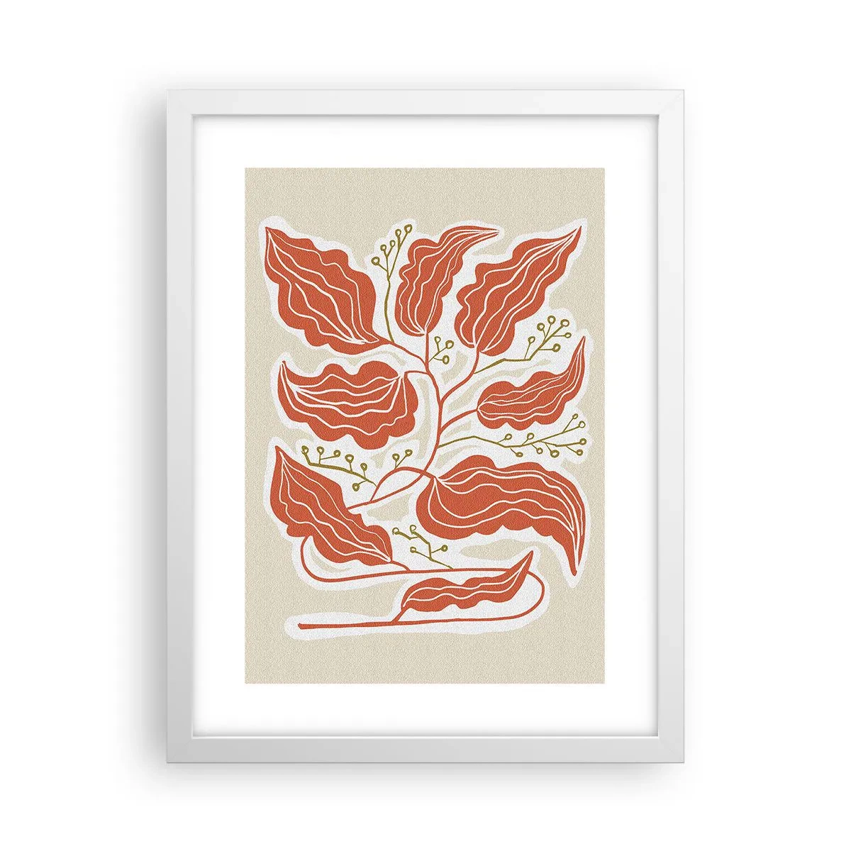 Poster in white frmae - Folk and Coral - 30x40 cm