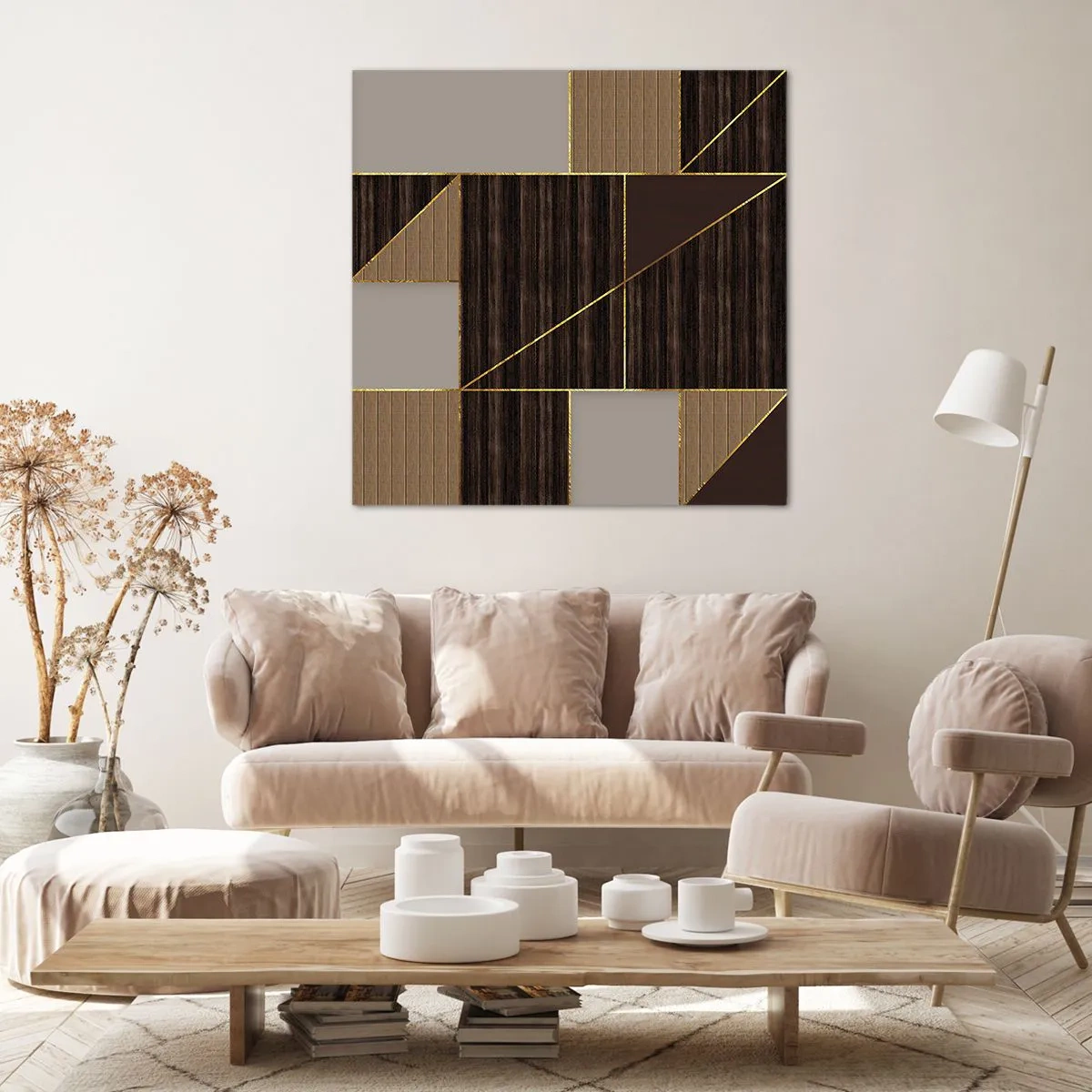 Canvas picture - Mosaic of Brown and Gold - 50x50 cm