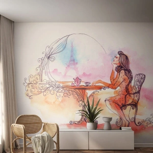 Self-Adhesive Photo Wallpaper Deluxe Sticker - Parisian Chic - Paris, Woman, Eiffel Tower - 200x140 cm