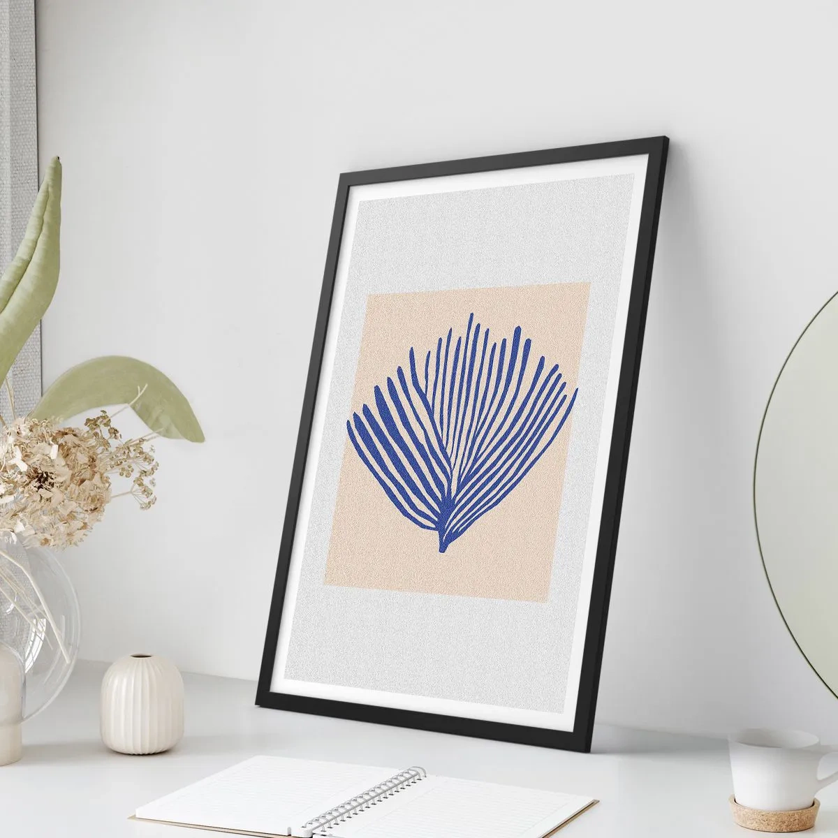 Poster in black frame - Blue Fan - 61x91 cm