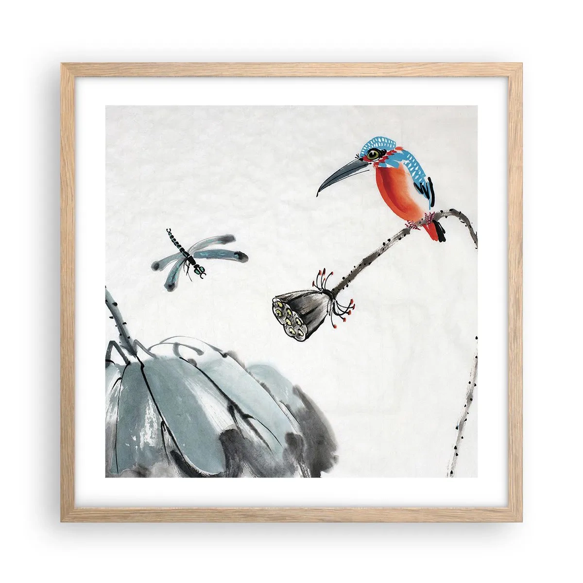 Poster in light oak frame - Life of a Meadow - 50x50 cm