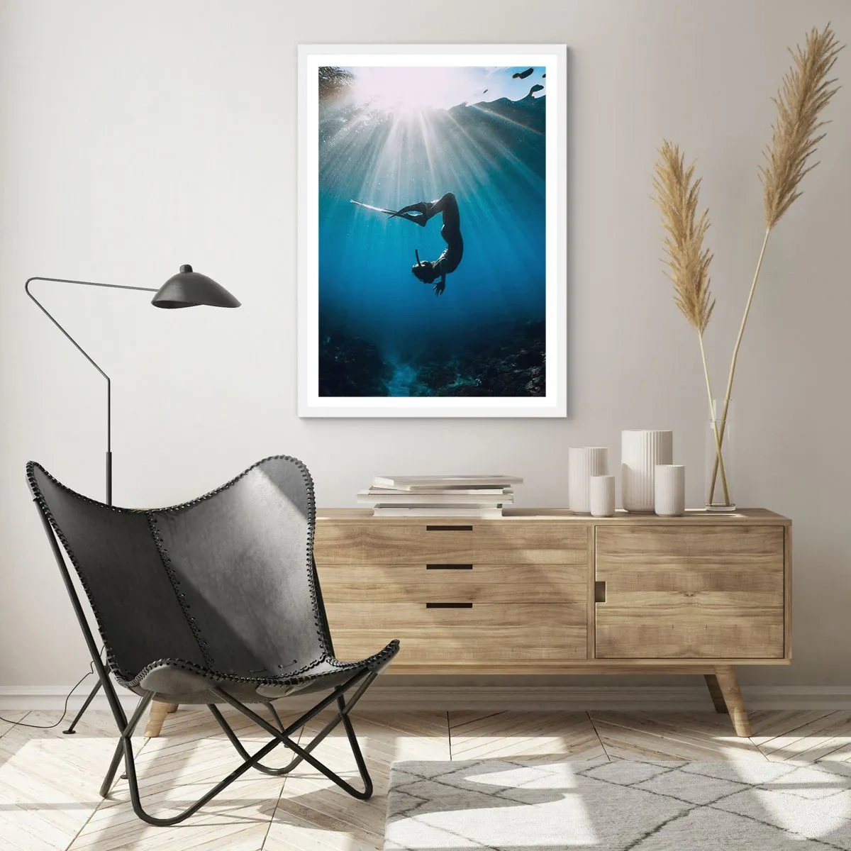 Poster in white frmae - Underwater dance - 30x40 cm