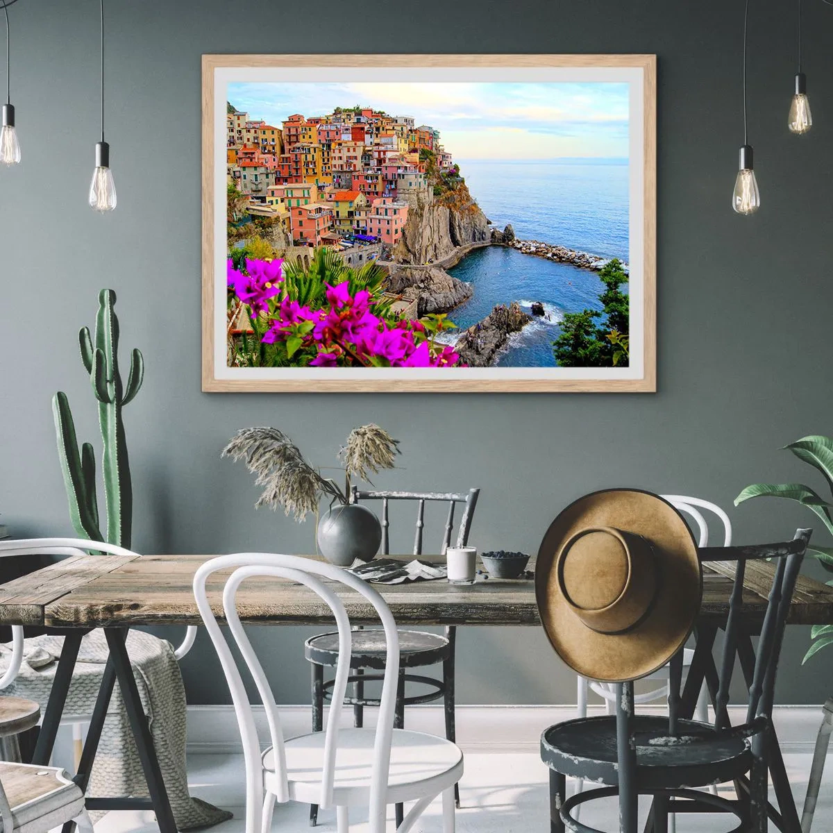 Poster in light oak frame - Laughing City - 40x30 cm