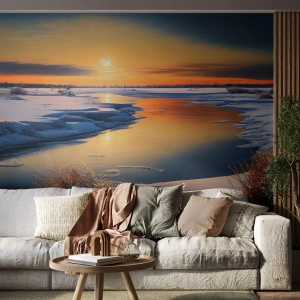 Self-Adhesive Photo Wallpaper Deluxe Sticker - Winter Sunset - Winter, River, Landscape - 250x175 cm
