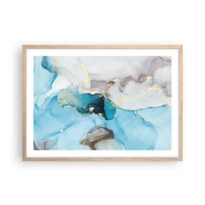 Poster in light oak frame - Study in Grey and  Turquoise Encounter - 70x50 cm