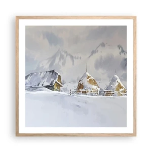 Poster in light oak frame - In a Snowy Valley - 60x60 cm