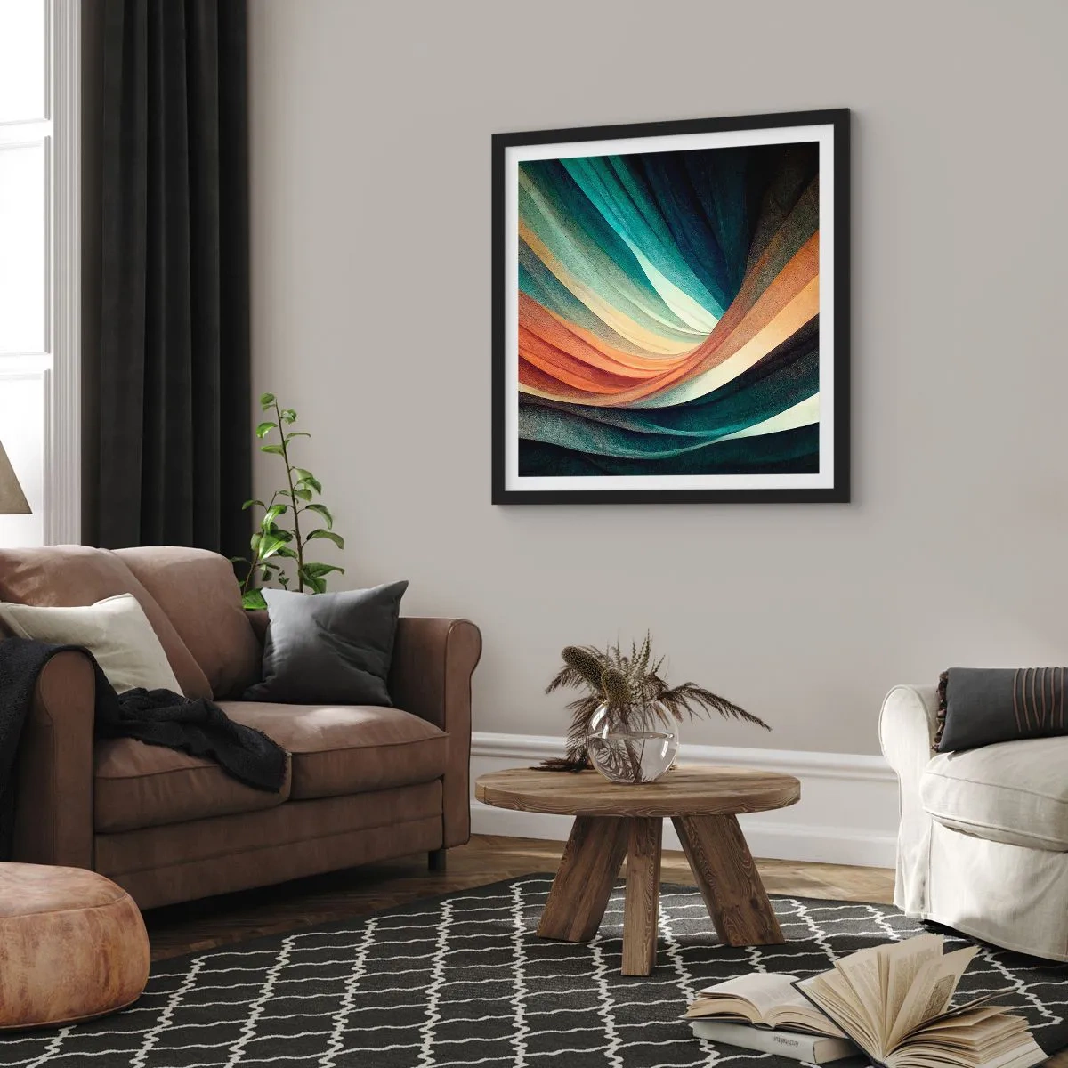 Poster in black frame - Woven from Colours - 40x40 cm
