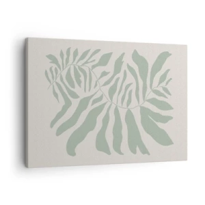 Canvas picture - A delicate twig pattern with leaves in a shade of emerald green - 70x50cm - Emerald Branch - Modern wall decoration for the living room and bedroom ARTTOR