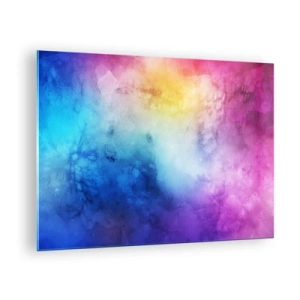 Glass picture - Abstract composition in rainbow colors with a watercolor effect - 70x50cm - Almost in Seventh Heaven - Modern wall decoration for the living room and bedroom ARTTOR