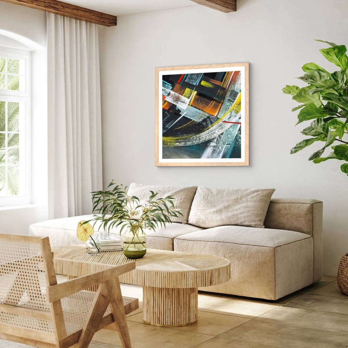 Poster in light oak frame - Energy of Movement - 40x40 cm