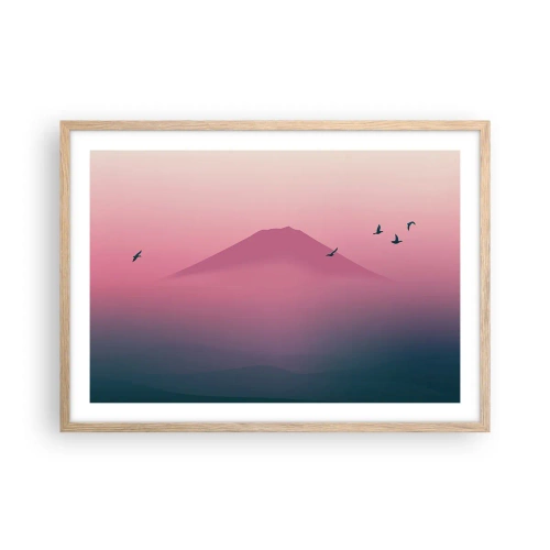Poster in light oak frame - Wanderers above Clouds - 70x50 cm