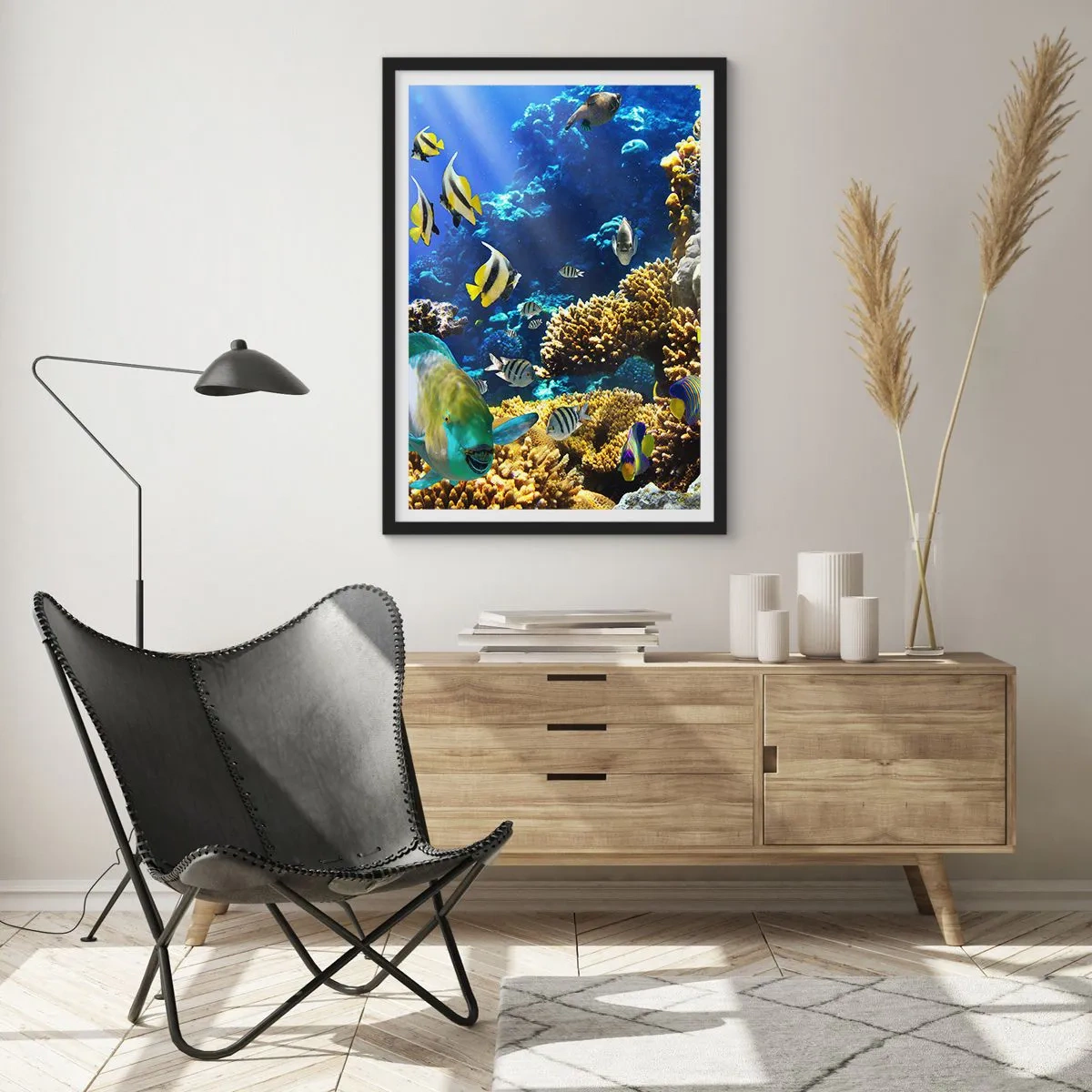 Poster in black frame - Big Traffic to Holiday Destination - 70x100 cm
