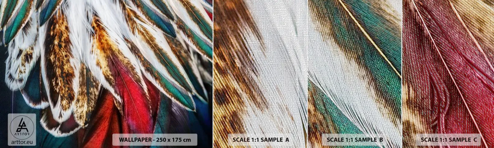 Photo Wallpaper Sample Premium Canvas - Secrets of Flight - Abstraction, Piece, Boho - 100x30 cm