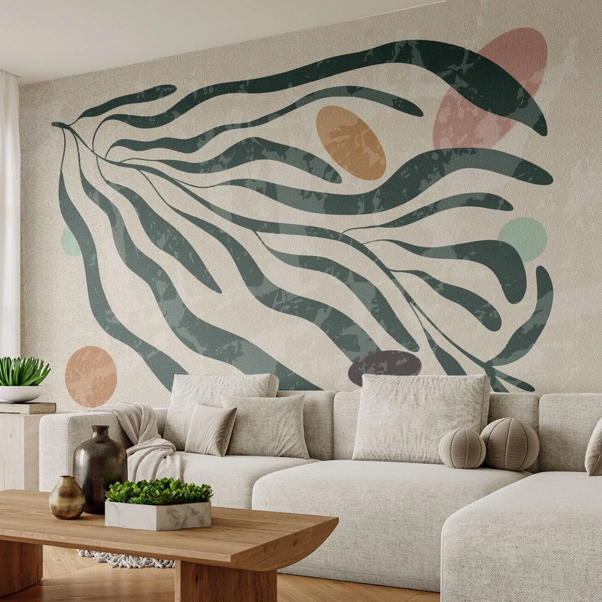 Photo Wallpaper Standard Eco - Among the Green - Boho, Plant, Modern - 350x256 cm